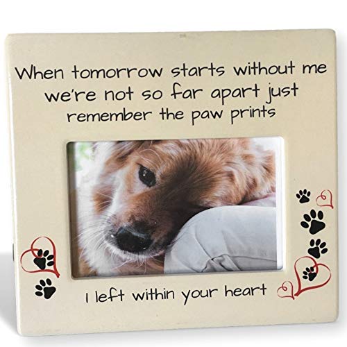 Product Cover BANBERRY DESIGNS Pet Memorial Frame - When Tomorrow Starts Without Me Sentiment - 4 x 6 Inch Picture Frame for Dog or Cat - Pet Sympathy