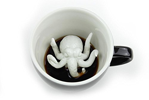 Product Cover CREATURE CUPS Cthulhu Ceramic Cup (11 Ounce, Black) | Hidden Creepy Animal Inside | Halloween, Holiday and Birthday Gift for Coffee & Tea Lovers