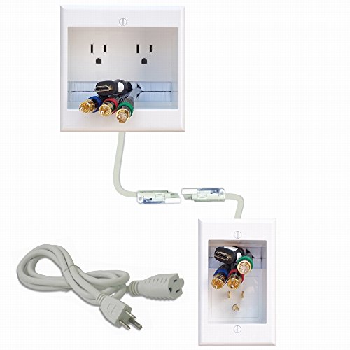 Product Cover PowerBridge TWO-CK Dual Outlet Recessed In-Wall Cable Management System with PowerConnect for Wall-Mounted Flat Screen LED, LCD, and Plasma TV's