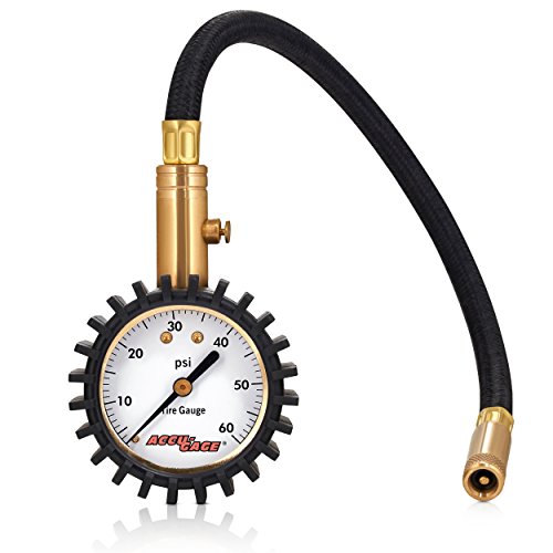 Product Cover Accu-Gage RH60X Professional Tire Pressure Gauge with Protective Rubber Guard (60 PSI),Straight Chuck