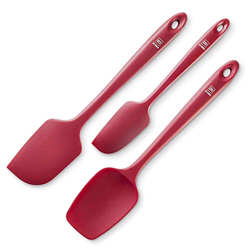 Product Cover Di Oro Seamless Series 3-Piece Silicone Spatula Set - 600°F Heat Resistant Non Stick Rubber Kitchen Spatulas for Cooking, Baking, and Mixing - Strong Stainless Steel Core and Pro Grade Silicone (Red)