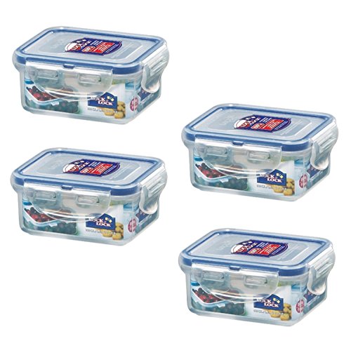 Product Cover (Pack of 4) LOCK & LOCK Airtight Rectangular Food Storage Container 6-oz / 0.76-cup
