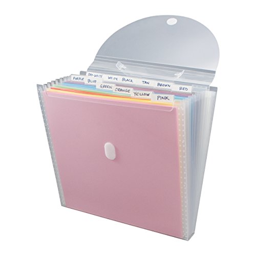Product Cover Storage Studios Expandable Paper Organizer 12 Pockets, 1.375 x 13.125 x 13.25 Inches, Clear (CH93389)
