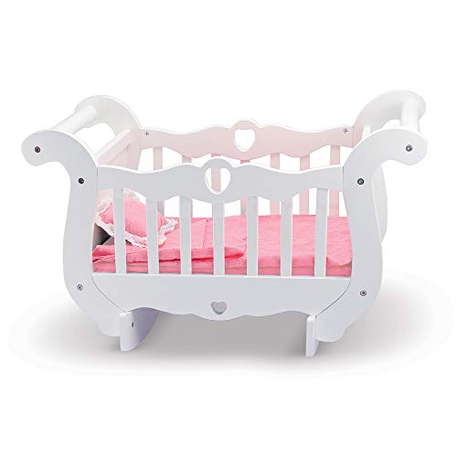 Product Cover Melissa & Doug White Wooden Doll Crib With Bedding (30 x 18 x 16 inches)
