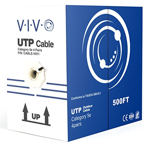 Product Cover VIVO Black 500ft Bulk Cat5e, CCA Ethernet Cable, UTP Pull Box | Cat-5e Wire, Waterproof, Outdoor, Direct Burial (CABLE-V011)