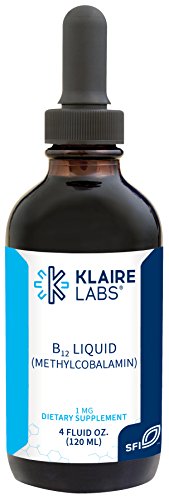 Product Cover Klaire Labs B12 Liquid Drops 1 Milligram - 1000 Micrograms Active Coenzyme Methylcobalamin, Hypoallergenic for Energy & Cognitive Support (120 Servings , 4 Fluid Ounces)
