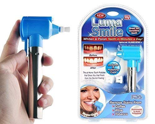 Product Cover BLUECORP® ENTERPRISE Tooth Polisher + Cleaner + Whitener and Tooth Stain Remover Product with 5 Rubber Cups and LED Light for Good Smile