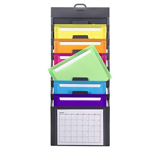 Product Cover Smead Cascading Wall Organizer, 6 Pockets, Letter Size, Gray/Bright Pockets (92060)