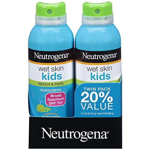 Product Cover Neutrogena Wet Skin Kids Sunscreen Spray, Water-Resistant and Oil-Free, Broad Spectrum SPF 70+, 5 oz,  2 Pack