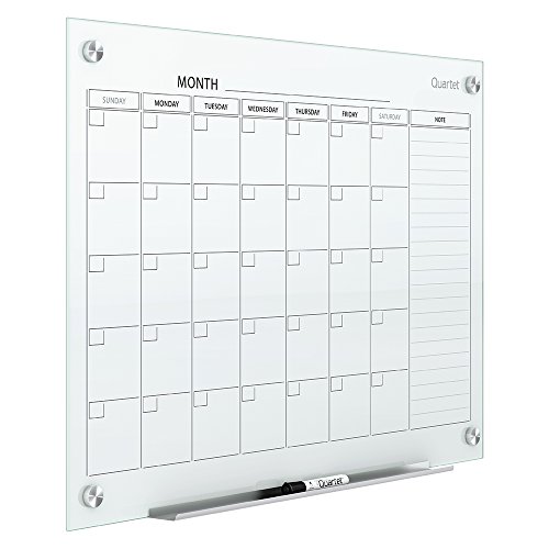 Product Cover Quartet Magnetic Whiteboard Calendar, Glass Dry Erase White Board Planner, 3' x 2', White Surface, Frameless, Infinity (GC3624F)
