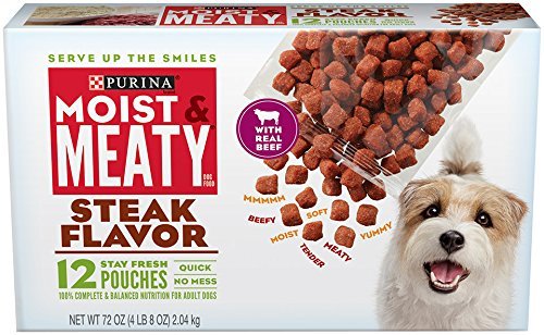 Product Cover Purina Moist & Meaty Steak Flavor Dog Food 12 Stay Fresh Pouches