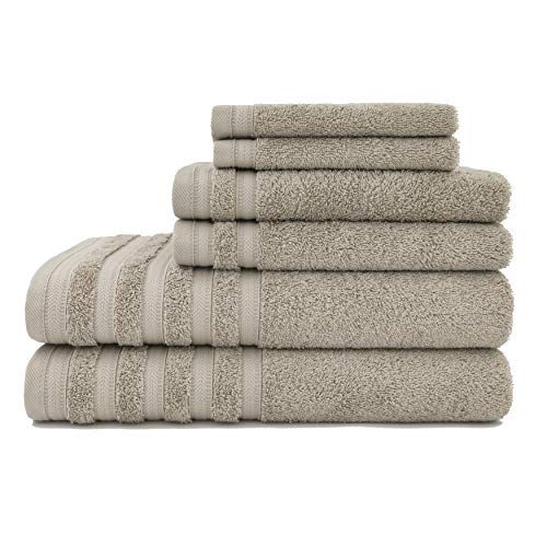 Product Cover Baltic Linen Pure Elegance 100% Turkish Cotton Luxury Towels, 2 Bath Towels, 2 Hand Towels, 2 Washcloths, Taupe, 6 Piece Set