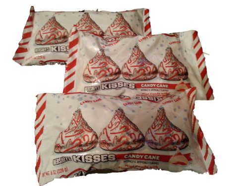 Product Cover Hershey's Kisses with Candy Cane Flavored White Chocolate Candy, 8-Ounce Bag (Pack of 3)