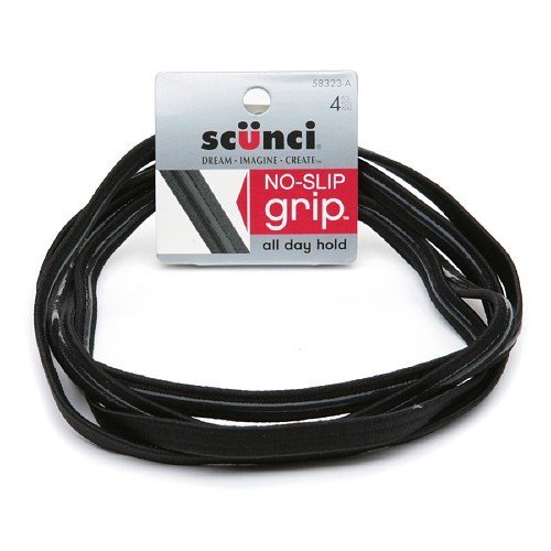 Product Cover Scunci No-slip Grip Flat Black Headwraps, 9mm, 12 Count