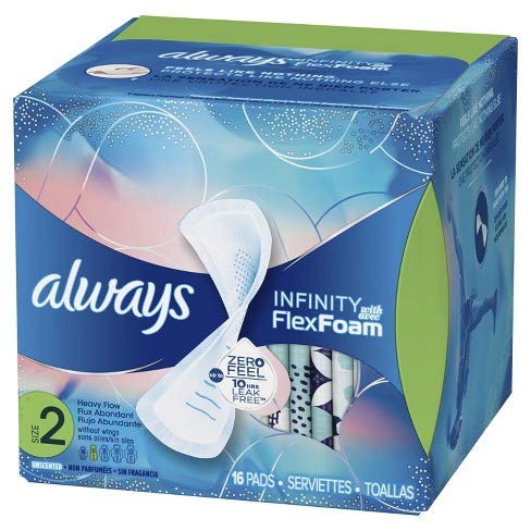 Product Cover Always Pads Size 2 Infinity With Flex Foam 14 Count Heavy Flow (2 Pack)