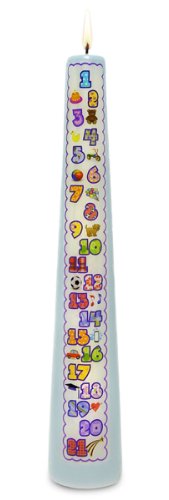 Product Cover Celebration Candles New Contemporary 1-21 Year Countdown Numbered Birthday Candle, Blue
