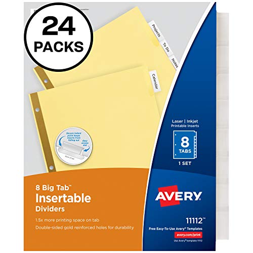 Product Cover Avery 8-Tab Binder Dividers, Insertable Clear Big Tabs, 24 Sets (11115)
