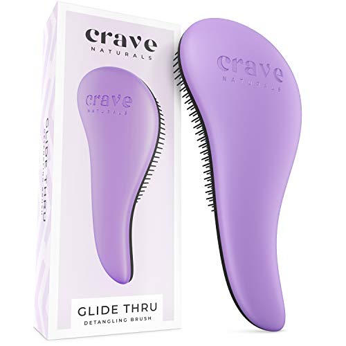 Product Cover Crave Naturals Glide Thru Detangling Brush for Adults & Kids Hair - Detangler Comb & Hair Brush for Natural, Curly, Straight, Wet or Dry Hair (PURPLE)