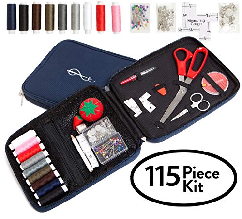 Product Cover Craftster's Best Professional Sewing Kit + FREE BONUS EBOOK - Space Efficient Sewing Basket Alternative Offers 100 Premium Sewing Accessories - Designer Case Keeps Everything Neatly Organized. Perfect Sewing Kit for Kids, Adults & Beginner