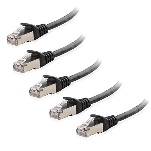 Product Cover Cable Matters 5-Pack Snagless Cat 6a, Cat6a (SSTP, SFTP) Shielded Ethernet Cable in Black 10 Feet