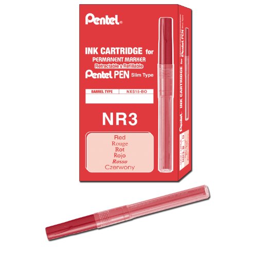 Product Cover Pentel Refill Ink For Handy Lines Permanent Marker, Red Ink, Box of 12 (NR3-B)