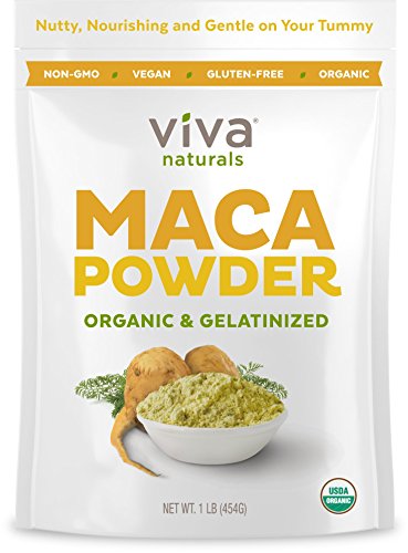 Product Cover Viva Naturals Organic Maca Powder, Gelatinized for Enhanced Bioavailability, Non-GMO, 1lb Bag