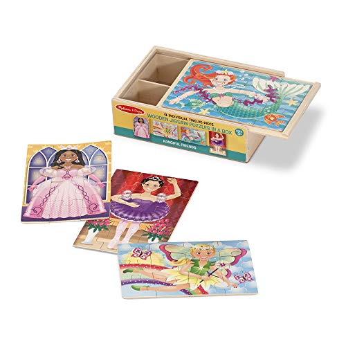 Product Cover Melissa & Doug Fanciful Friends Wooden Jigsaw Puzzles in a Storage Box (4 puzzles)