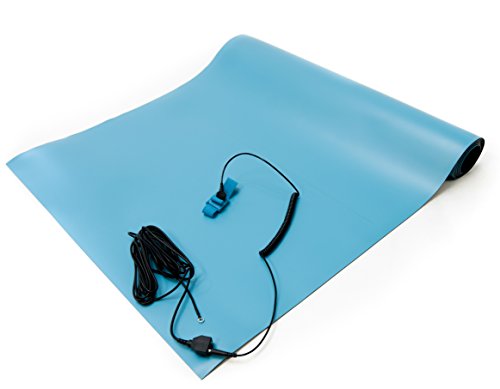 Product Cover Bertech ESD High Temperature Rubber Mat Kit with a Wrist Strap and a Grounding Cord, 2' Wide x 3' Long x 0.08