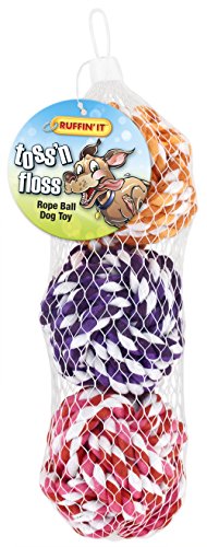 Product Cover RUFFIN' IT 3-Pack Toss 'N Floss Rope Ball in Mesh Bag for Pets
