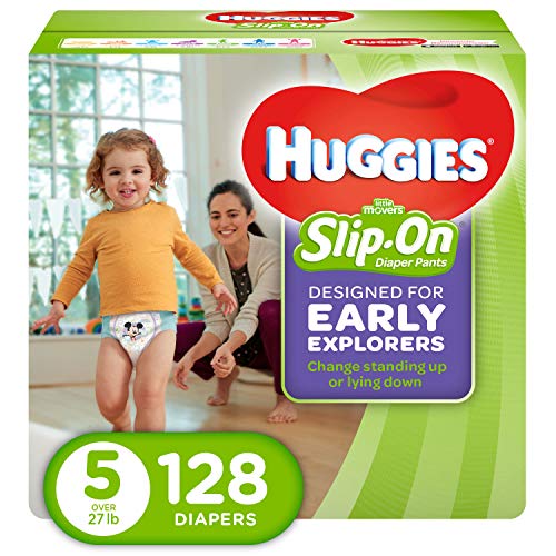 Product Cover HUGGIES LITTLE MOVERS Slip-On Baby Diapers, Size 5, 128ct