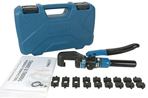 Product Cover TEMCo Hydraulic Cable Lug Crimper TH0006-5 US TON 12 AWG to 00 (2/0) Electrical Terminal Cable Wire Tool Kit 5 YEAR WARRANTY