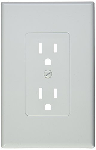 Product Cover TayMac MW2500W Single-Gang Wallplate Non-Metallic Decorator Cover One Grounded Duplex, Pack of 5, White Smooth