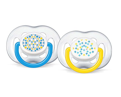 Product Cover Philips Avent 6-18 Months Orthodontic Freeflow Flow Fashion Pacifier, Blue/Yellow