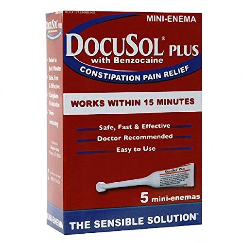 Product Cover Docusol Plus Docusate Sodium with Benzocaine Mini Enema, Clear, 5 ml, 5 Count