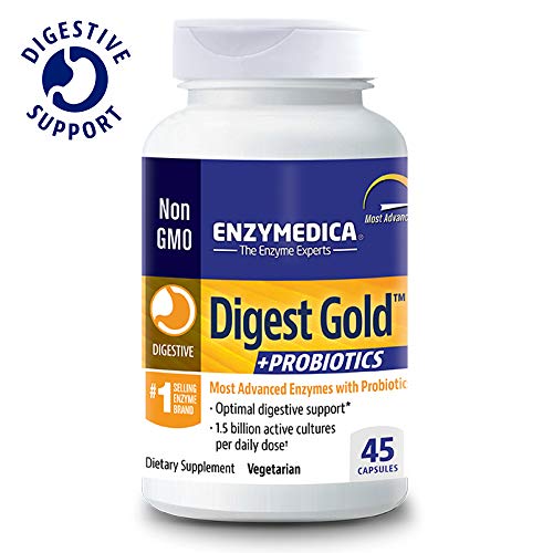 Product Cover Enzymedica, Digest Gold + PROBIOTICS, Digestive Aid for Maximum Relief, Vegetarian, Gluten Free, Non-GMO, 45 Capsules (45 Servings) (FFP)