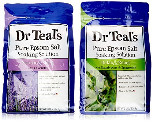 Product Cover Dr Teal's Epsom Salt Bath Soaking Solution, Eucalyptus and Lavender, 2 Count, 3lb Bags - 6lbs Total