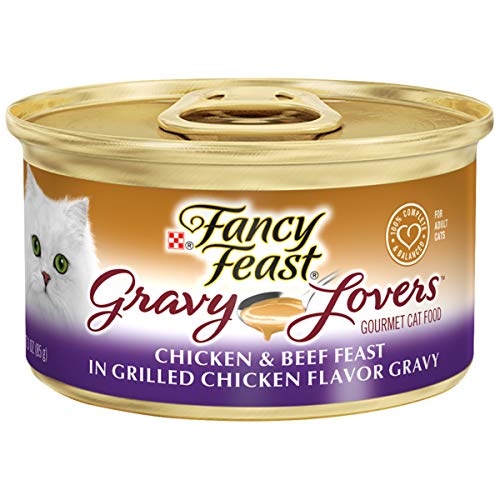 Product Cover Purina Fancy Feast Gravy Wet Cat Food, Gravy Lovers Chicken & Beef in Grilled Chicken Flavor Gravy - (24) 3 oz. Cans