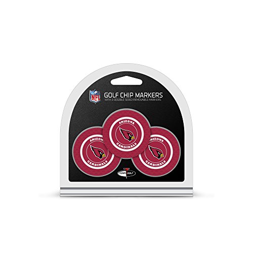 Product Cover Team Golf NFL Arizona Cardinals Golf Chip Ball Markers (3 Count), Poker Chip Size with Pop Out Smaller Double-Sided Enamel Markers