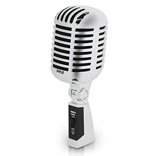 Product Cover Classic Retro Dynamic Vocal Microphone - Old Vintage Style Unidirectional Cardioid Mic with XLR Cable - Universal Stand Compatible - Live Performance In Studio Recording - Pyle Pro PDMICR42SL (Silver)