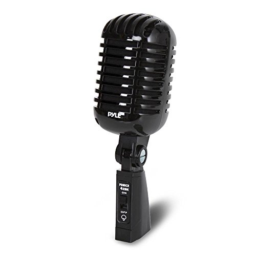 Product Cover Classic Retro Dynamic Vocal Microphone - Old Vintage Style Unidirectional Cardioid Mic with XLR Cable - Universal Stand Compatible - Live Performance, In Studio Recording - Pyle Pro PDMICR42BK (Black)