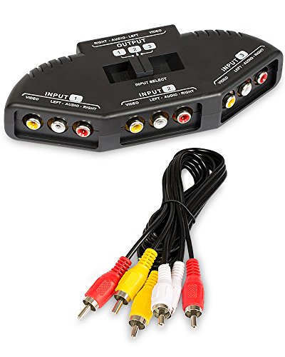 Product Cover Fosmon A1602 RCA Splitter with 3-Way Audio, Video RCA Switch Box + RCA Cable for Connecting 3 RCA Output Devices to Your TV