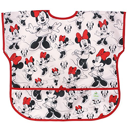 Product Cover Bumkins Disney Minnie Mouse Junior Bib / Short Sleeve Toddler Bib / Smock 1-3 Years, Waterproof, Washable, Stain and Odor Resistant - Classic