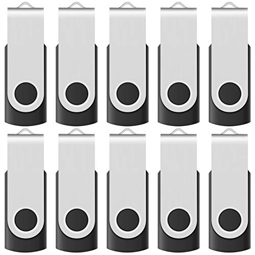 Product Cover 10 X Enfain 8GB USB 2.0 Flash Thumb Memory Stick Zip Pen Drive Black, Ideal for Delivering Marketing presentations, Promotional, catalogs, Software Distribution, Music, Video