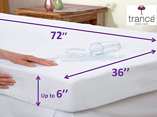 Product Cover Trance Home Linen Cotton Waterproof and Dustproof Single Bed Mattress Protector(72x36-inch, White)