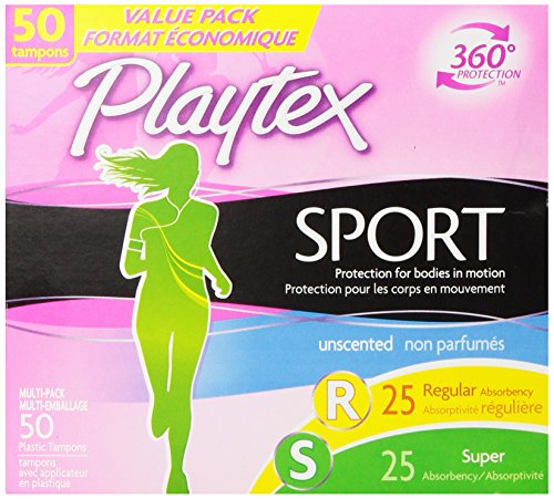 Product Cover Playtex Sport Tampons with Flex-Fit Technology, Regular & Super Multi Pack, Unscented - 50Count