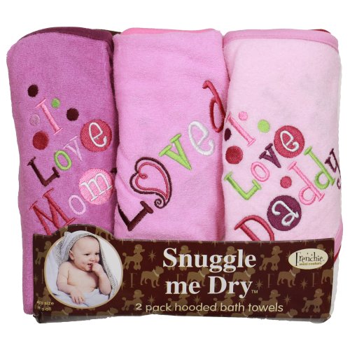 Product Cover I Love Mommy and Daddy Hooded Bath Towel Set, 3 Pack, Girl, Frenchie Mini Couture