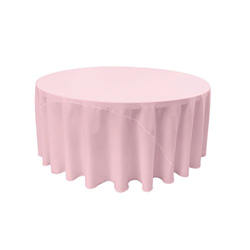 Product Cover LA Linen Polyester Poplin Round Tablecloth, 120-Inch, Light Pink, 120