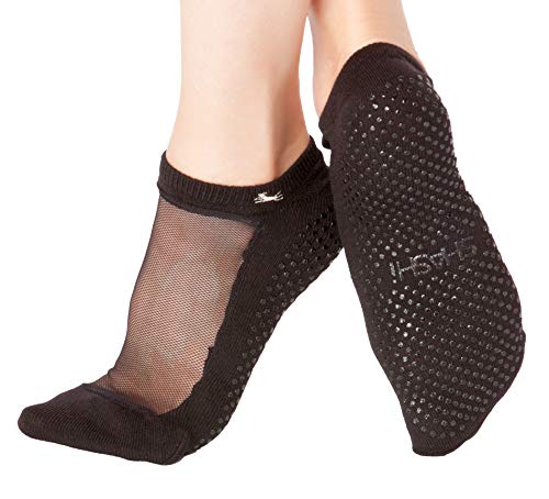 Product Cover Shashi Black Mesh Non Slip Ergonomic Socks Pilates Barre Ballet Yoga Dance Black Small / 5.5-7.5