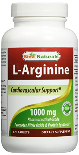 Product Cover Best Naturals L-Arginine 1000 mg 120 Tablets - Pharmaceutical Grade L Arginine Supplement Promotes Nitric Oxide Synthesis