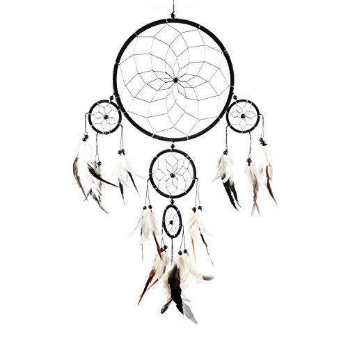 Product Cover Dream Catcher ~ Handmade Traditional Black, White & Silver 8